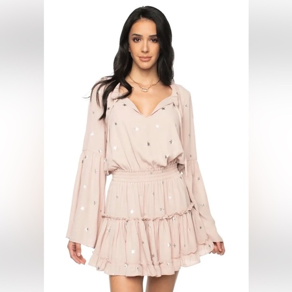 BUDDY LOVE 
STAR OF THE SHOW RUFFLE DRESS IN ROSE QUARTZ - Picture 1 of 12